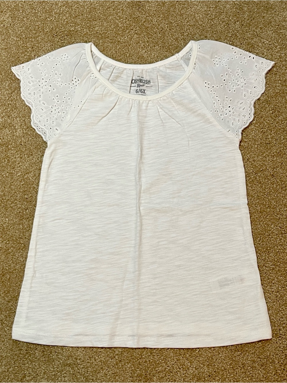 OshKosh B'gosh White Eyelet Sleeve Short Sleeve Tee